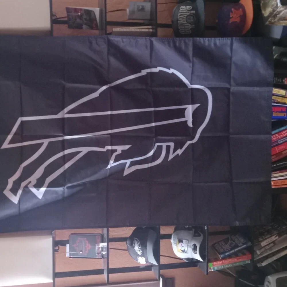 NEW Buffalo Bills Black w Chalk Outline Logo NFL 3X5 Feet Flag Banner Wall Decor